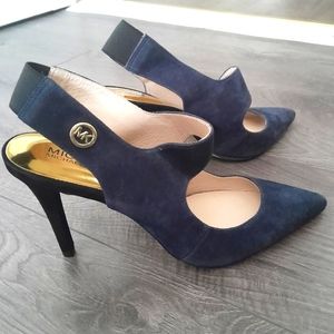 Michael Kors Navy Suede Pointed Toe Slingback Heels